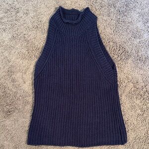 Anthropology, navy blue sleeveless, high neck sweater tank, chunky knit size M